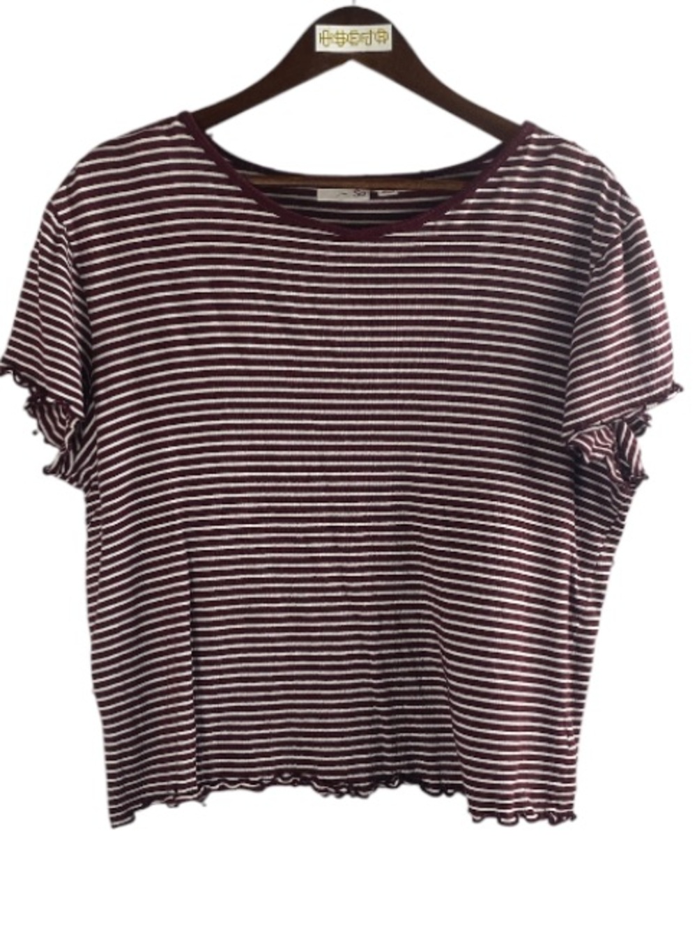 SO Brand Striped Short-Sleeve Tee in Burgundy and White / XL